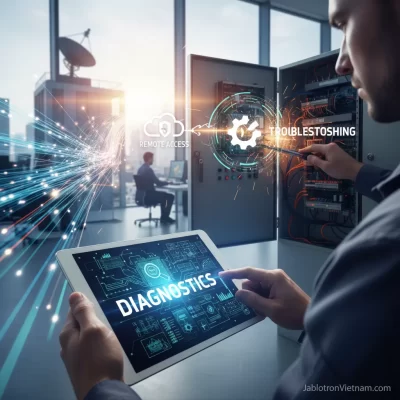 Dựa trên tiêu đề 'Chẩn đoán, Xử lý Lỗi và Truy cập Từ xa (Diagnostics & Remote Access)', đây là 3 từ khóa ảnh độc đáo: