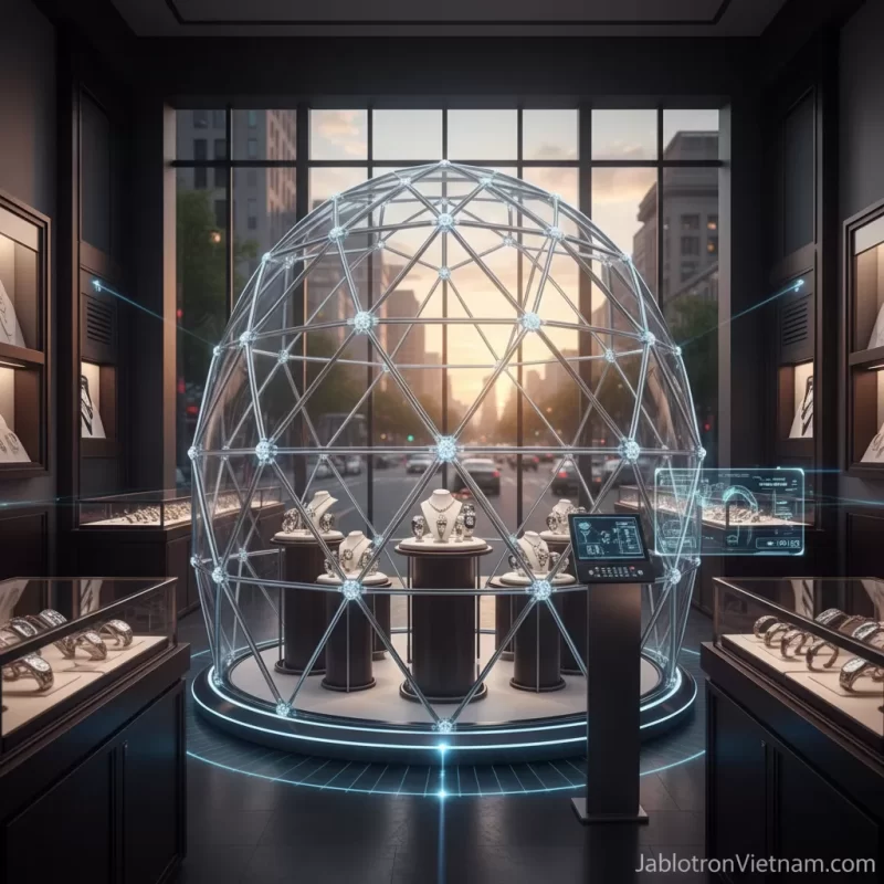 Giải pháp an ninh báo động cửa hàng đồng hồ, trang sức 2026 1 1. Vòng bảo vệ kim cương công nghệ cao